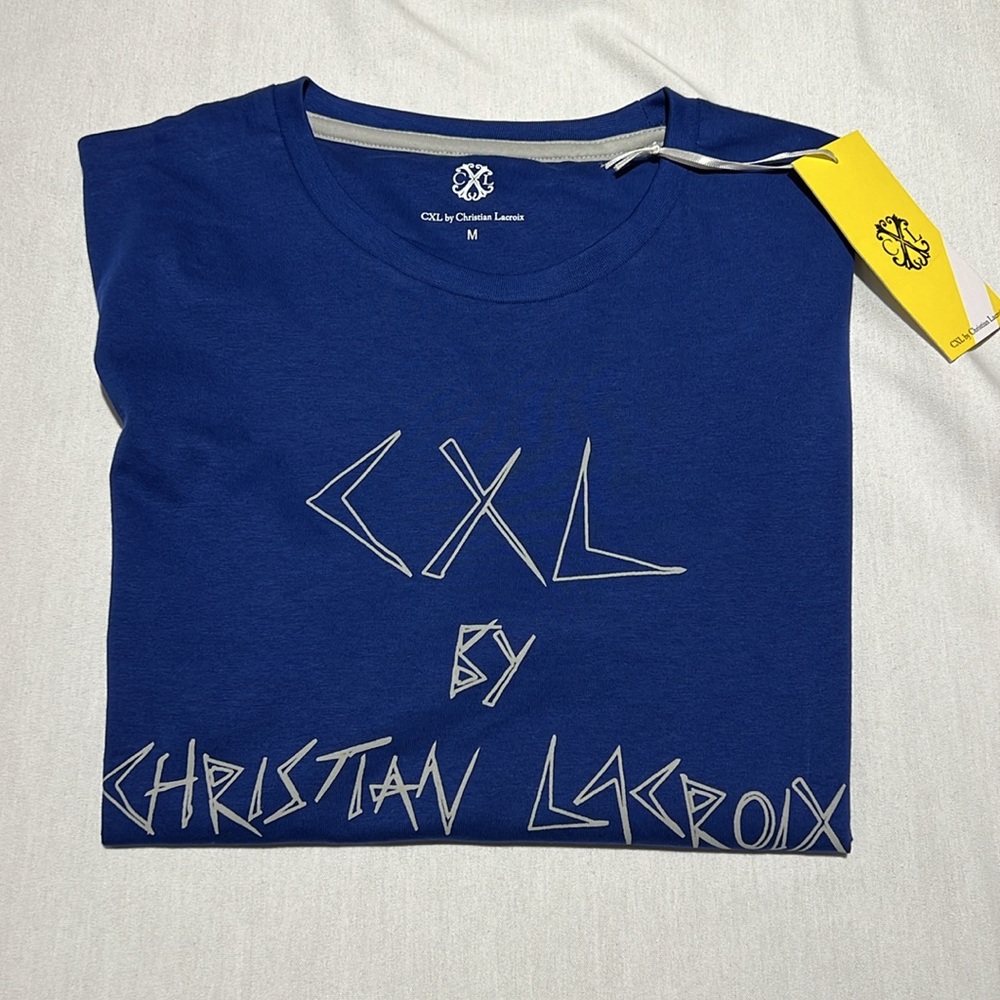 CXL by Christian Lacroix Logo Short Sleeve T-Shirt Blue Men's Medium Slim Fit